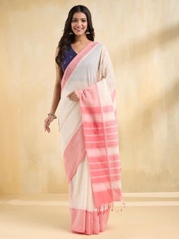 Fabindia - Natural Cotton Hand Woven Saree Without Blouse