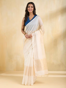 Fabindia - Natural Cotton Silk Blend Saree Without Blouse