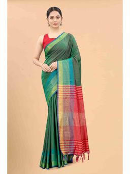 Silk Land - Green Women Pattu Art Silk Woven Saree with Unstitched Blouse
