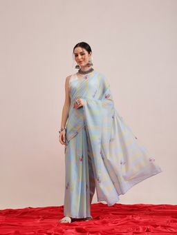 Silk Land - Multi-Color Abstract Printed Soft Mal Cotton Saree with Unstitched Blouse