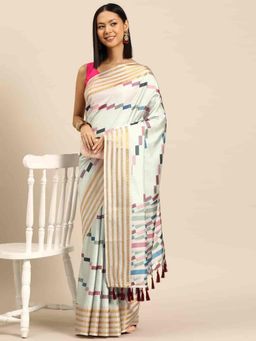 Silk Land - Multi-Color Digital Print Soft Silk Saree Unstitched Blouse
