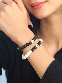 Yellow Chimes - Blue Evil Eye Stone Bracelet- Combo Of 2Pcs