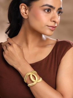 Yellow Chimes - Golden Bold Cuff Wrist Bracelet for Women