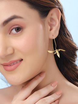 Yellow Chimes - Golden Floral Long Drop Earrings