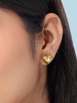 Yellow Chimes - Gold Plated Love Heart Stud Earrings