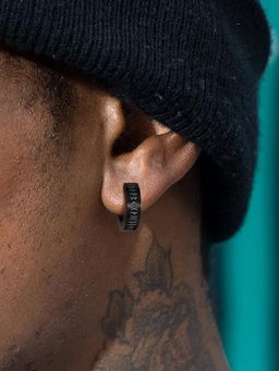 Yellow Chimes - Stainless Steel Black Men's Earring