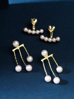 Yellow Chimes - White Pearl Drop Earrings for Women