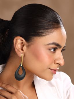 Yellow Chimes - Black Long Drop Earrings for Women
