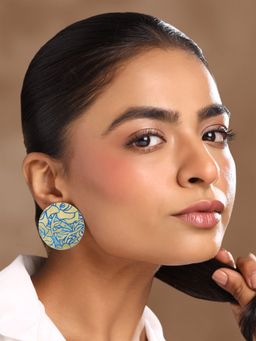 Yellow Chimes - Blue Meenakari Stud Earrings for Women