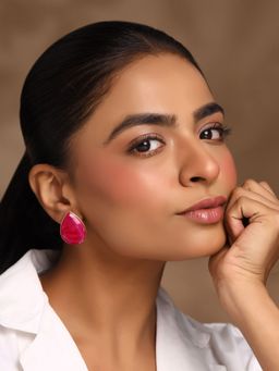 Yellow Chimes - Pink Stud Earrings for Women