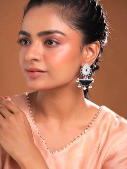 Yellow Chimes - Black Silver Oxidised Earrings for Women