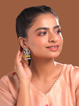 Yellow Chimes - Multi-Color Silver Oxidised Earrings for Women