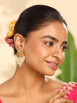 Yellow Chimes - White Pearl Drop Earrings for Women