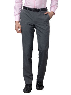 Buy Park Avenue Men`s Regular Fit Self Design Mid Waist Grey Formal ...