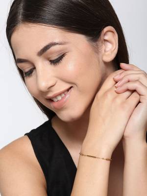 Buy Carlton London 18Kt Gold Plated with Bar Charm Bracelet for Women ...