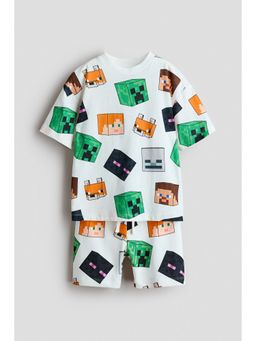 H&M - Boys White 2-Piece Printed Set