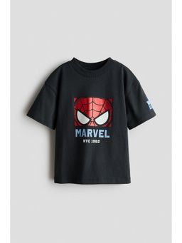 H&M - Boys Grey Oversized Printed T-Shirt