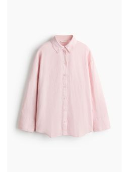 H&M - Women Pink Oversized Linen Shirt
