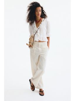 H&M - Women White Tie-Detail Trousers
