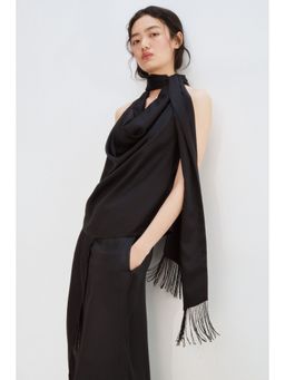 H&M - Women Black Scarf-Detail Satin Top