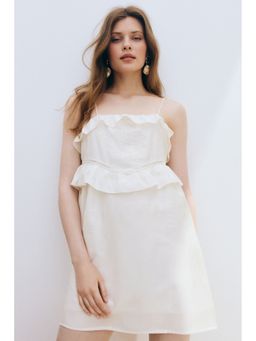 H&M - Women White Frill-Trimmed Strappy Dress