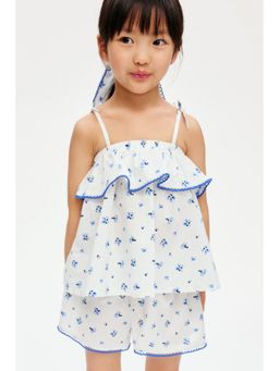 H&M - Girls White 2-Piece Printed Cotton Set