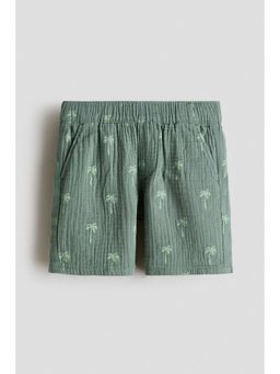 H&M - Boys Green Cotton Muslin Shorts