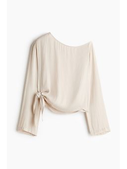 H&M - Women Beige One-Shoulder Tie-Detail Top