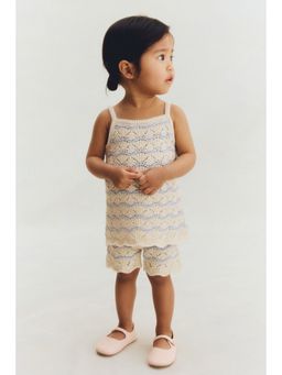 H&M - Girls Beige 2-Piece Pointelle-Knit Cotton Set