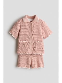 H&M - Girls Pink 2-Piece Crochet-Style Set