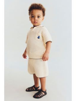 H&M - Boys Beige 2-Piece Hole-Knit Cotton Set