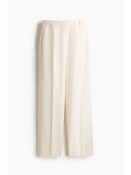 H&M - Women White Tailored Linen-Blend Trousers