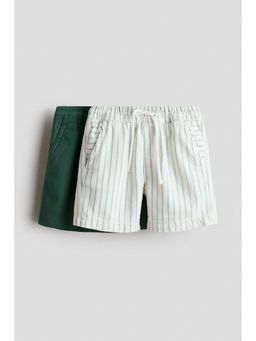 H&M - Boys White 2-Pack Cotton Twill Shorts