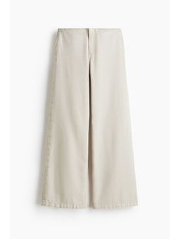 H&M - Women Beige Wide Twill Trousers
