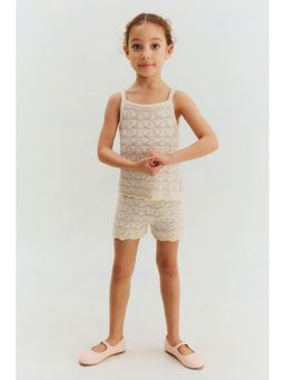 H&M - Girls Beige 2-Piece Pointelle-Knit Cotton Set