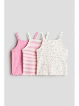 H&M - Girls Pink 3-Pack Cotton Strappy Tops