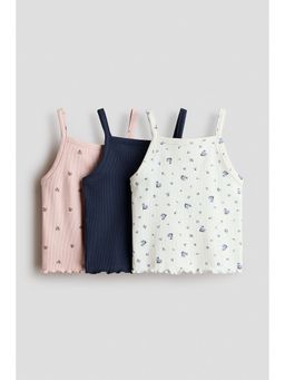H&M - Girls White 3-Pack Cotton Strappy Tops