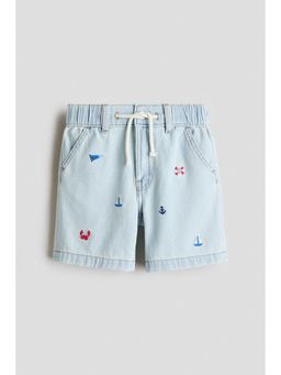 H&M - Boys Blue Embroidery-Detail Denim Shorts