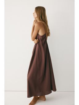 H&M - Women Brown Linen-Blend Throw-On Dress