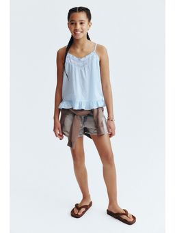 H&M - Girls Blue Lace-Detail Cotton Top