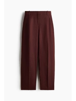 H&M - Women Brown Tailored Linen Trousers