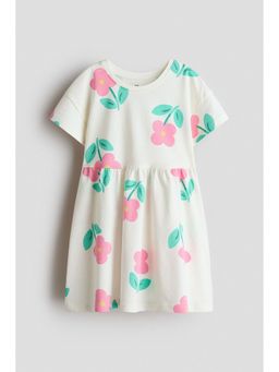 H&M - Girls White Printed Cotton Dress