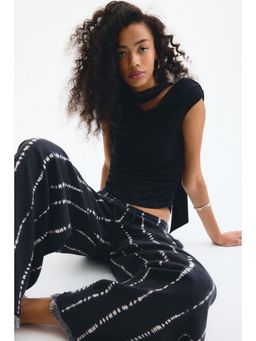 H&M - Women Grey Linen-Blend Drawstring Trousers