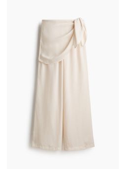 H&M - Women White Scarf-Detail Chiffon Trousers