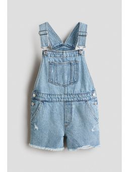 H&M - Girls Blue Denim Dungaree Shorts