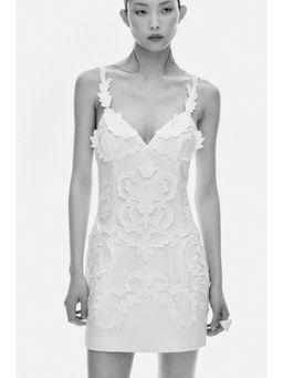 H&M - Women White Appliqud Strappy Dress