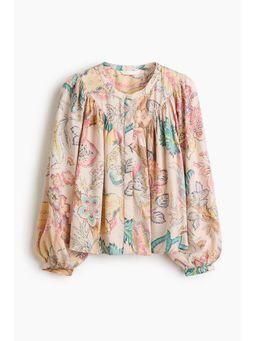 H&M - Women Beige Puff-Sleeved Blouse