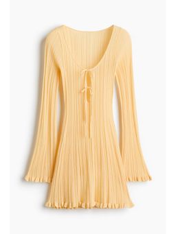 H&M - Women Yellow Rib-Knit Beach Dress