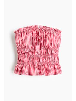 H&M - Women Red Drawstring-Detail Cotton Bandeau Top