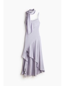 H&M - Women Purple Scarf-Detail Satin Dress
